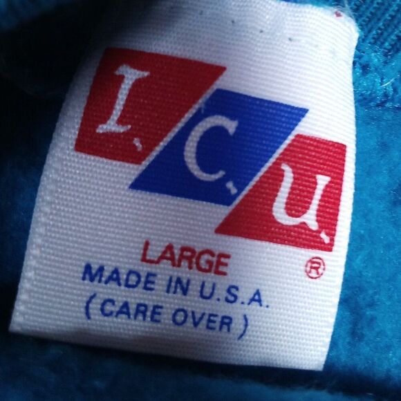 Deadstock Vintage I.C.U. Blank Crewneck Sweatshirt Blue - Picture 3 of 5